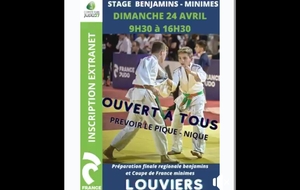 STAGE BENJAMINS - MINIMES DIMANCHE 24 AVRIL A LOUVIERS